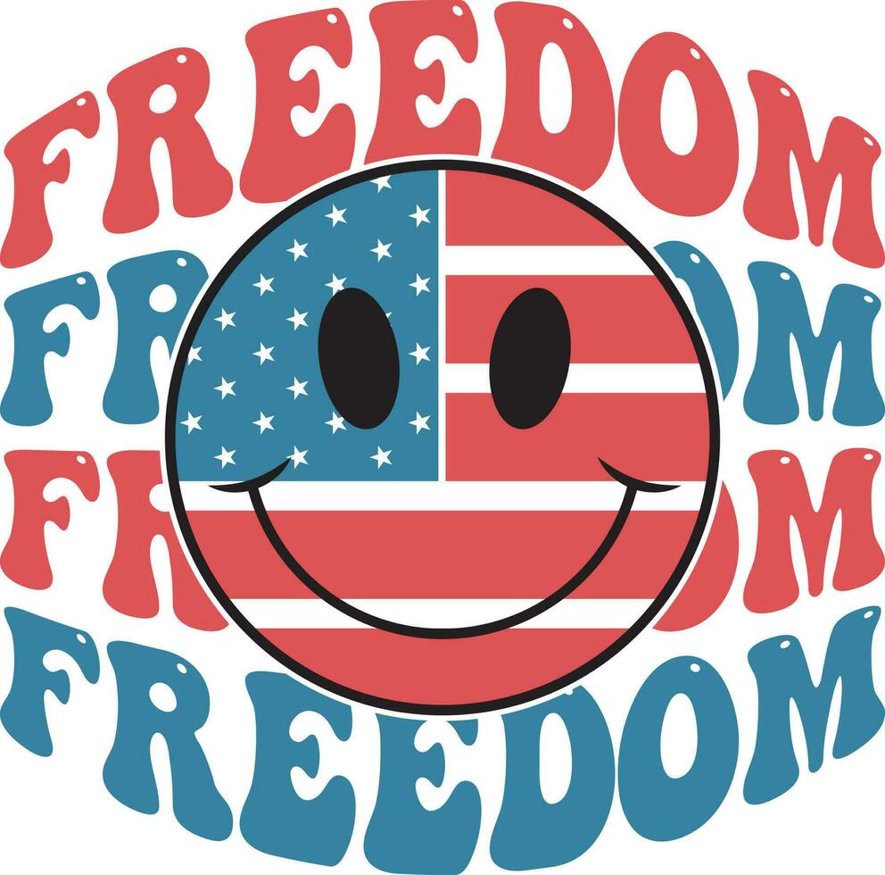 Freedom 4th of July T-shirt design with American flag vector