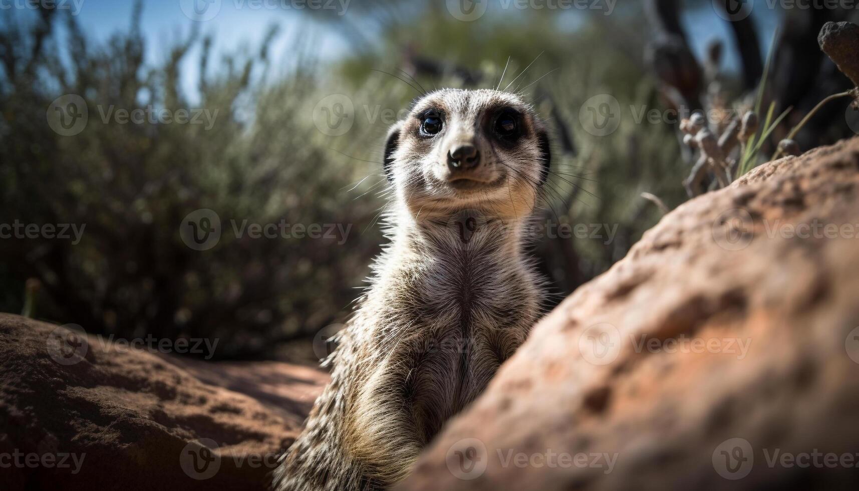 linda suricata posando para naturaleza retrato vigilancia generado por ai foto