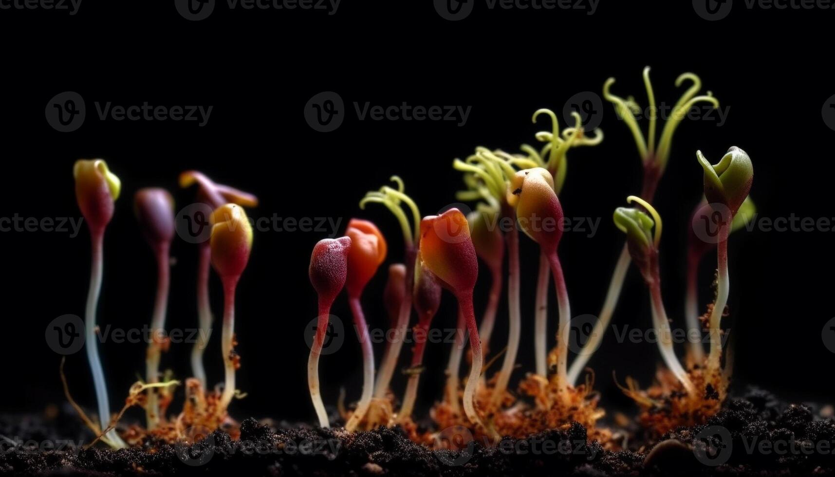 New life sprouts from germinating seedling in dirt generated by AI photo