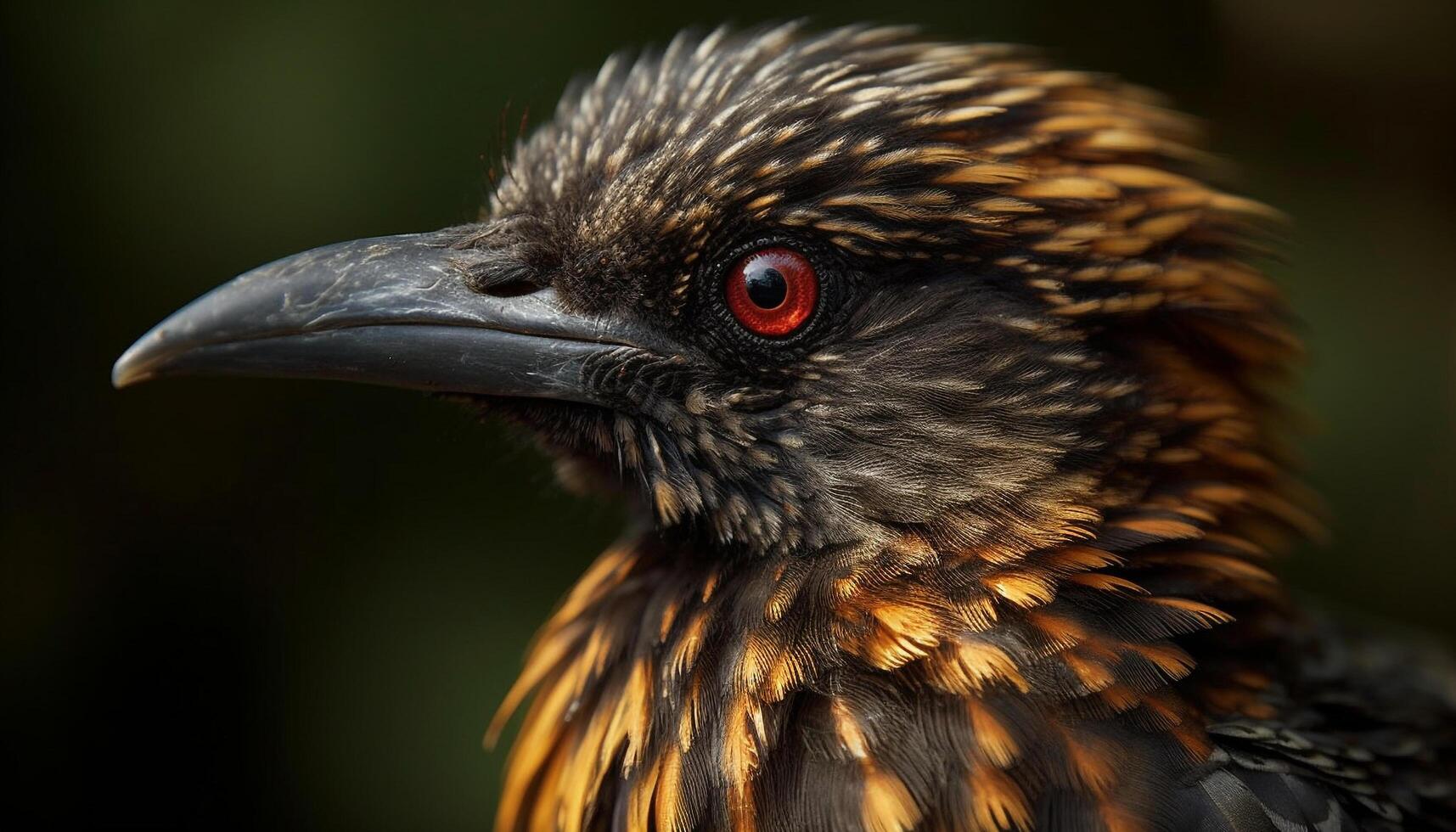 Black hawk perching on branch, close up portrait generated by AI photo