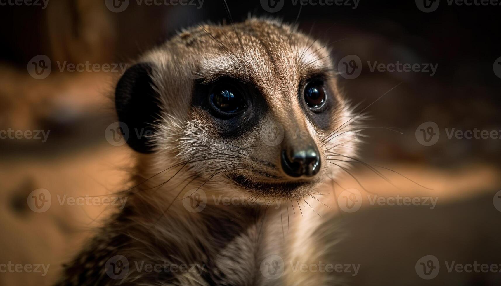 Cute, small lemurs staring alertly, outdoors in forest generated by AI photo