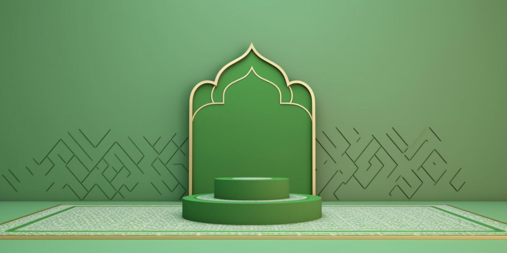 empty green soft podium ramadan background photo