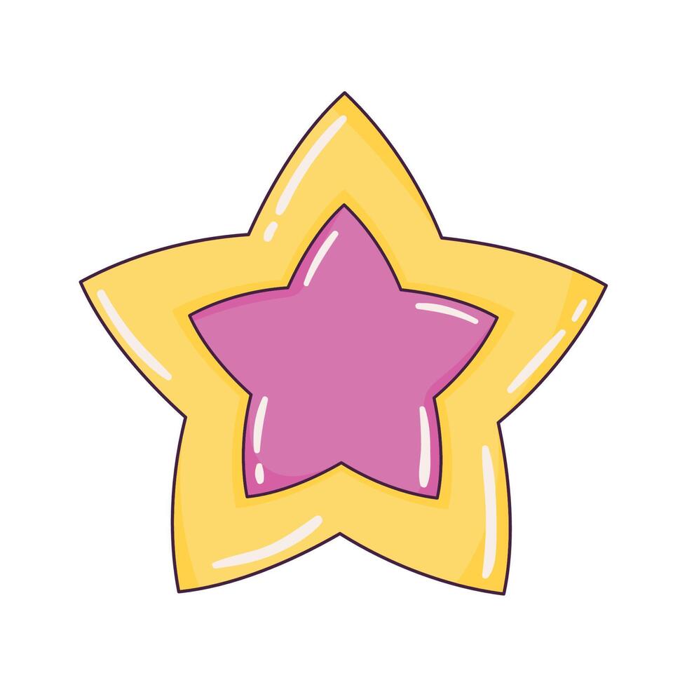 pink star retro style icon vector
