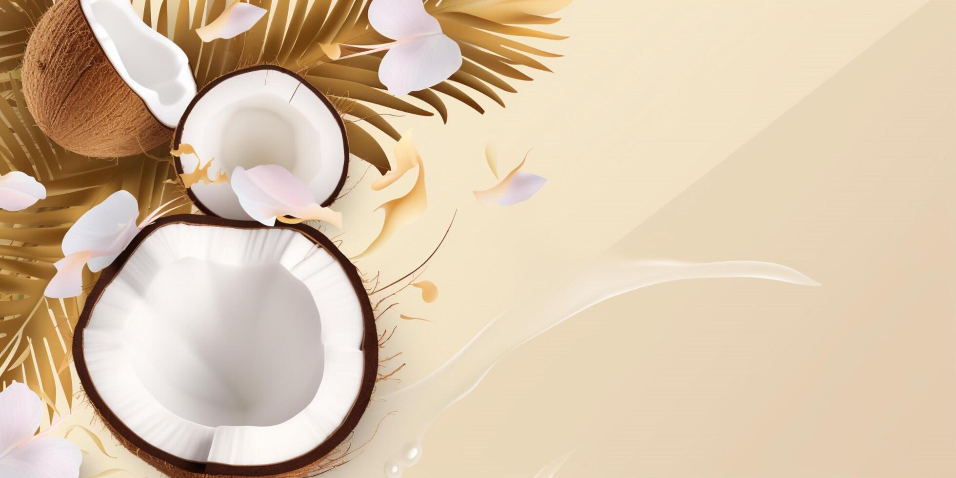 Creative banner with coconut photo