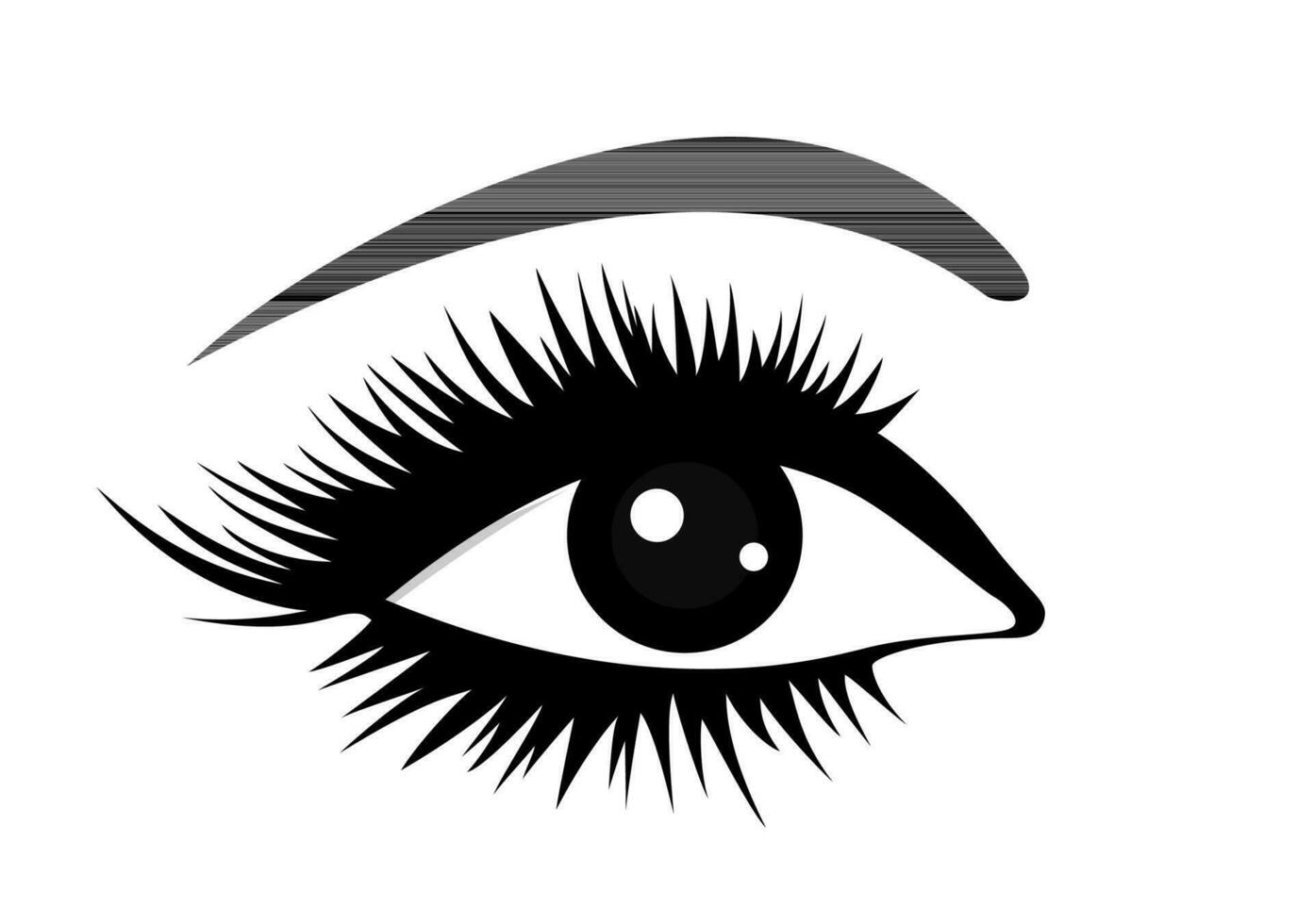 Black eye with lash and brow silhouette. Vector Illustration