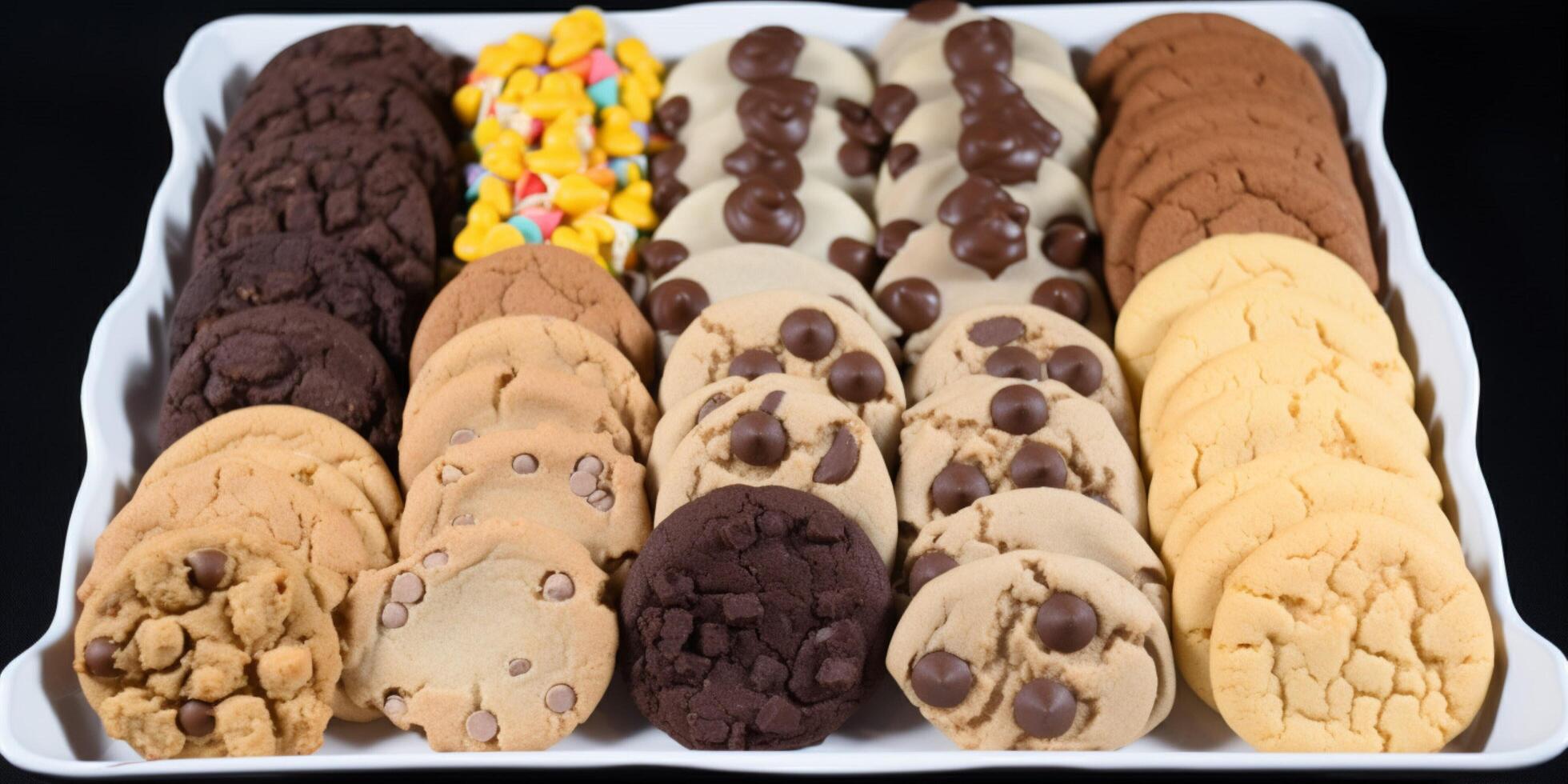 A tray of cookies with different flavors photo