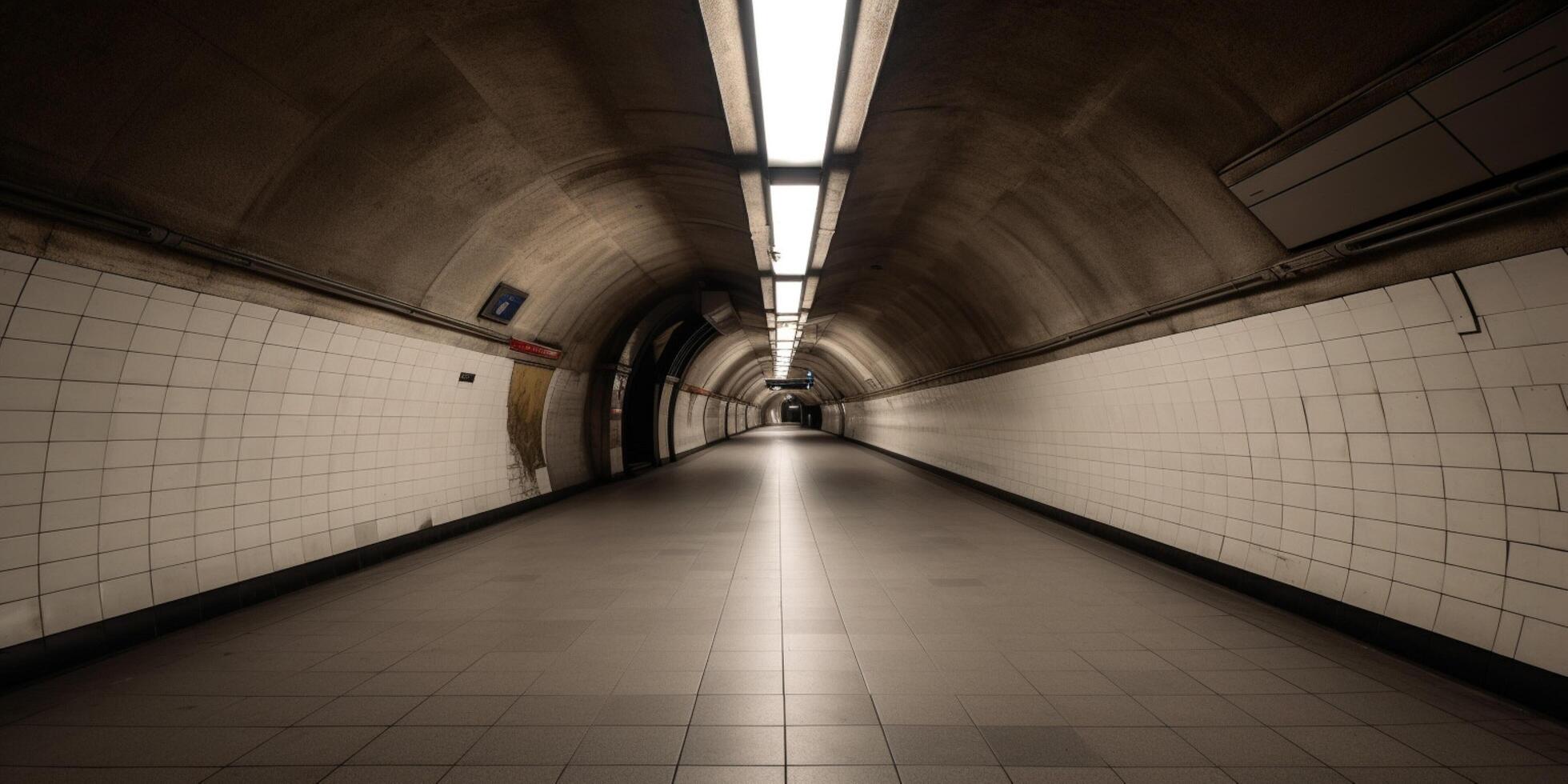 Empty underground with lights photo