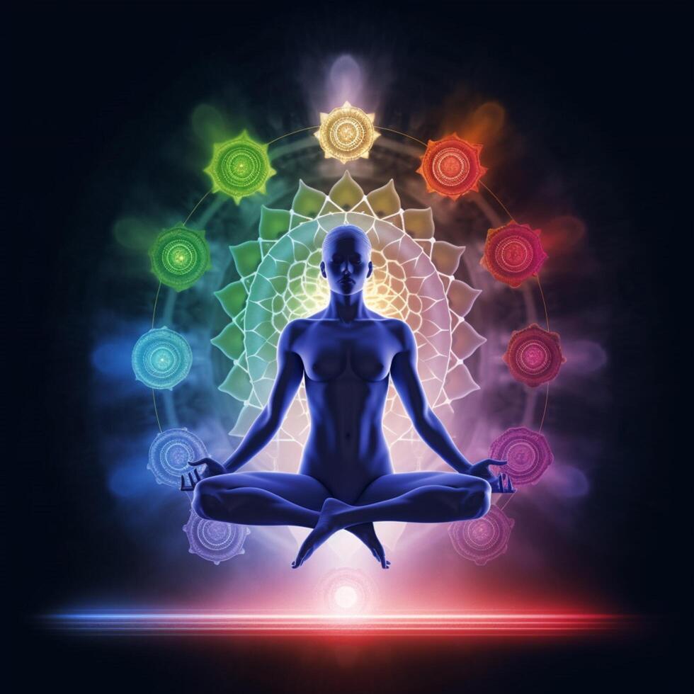 foto de alineando chakras con yoga ai generado