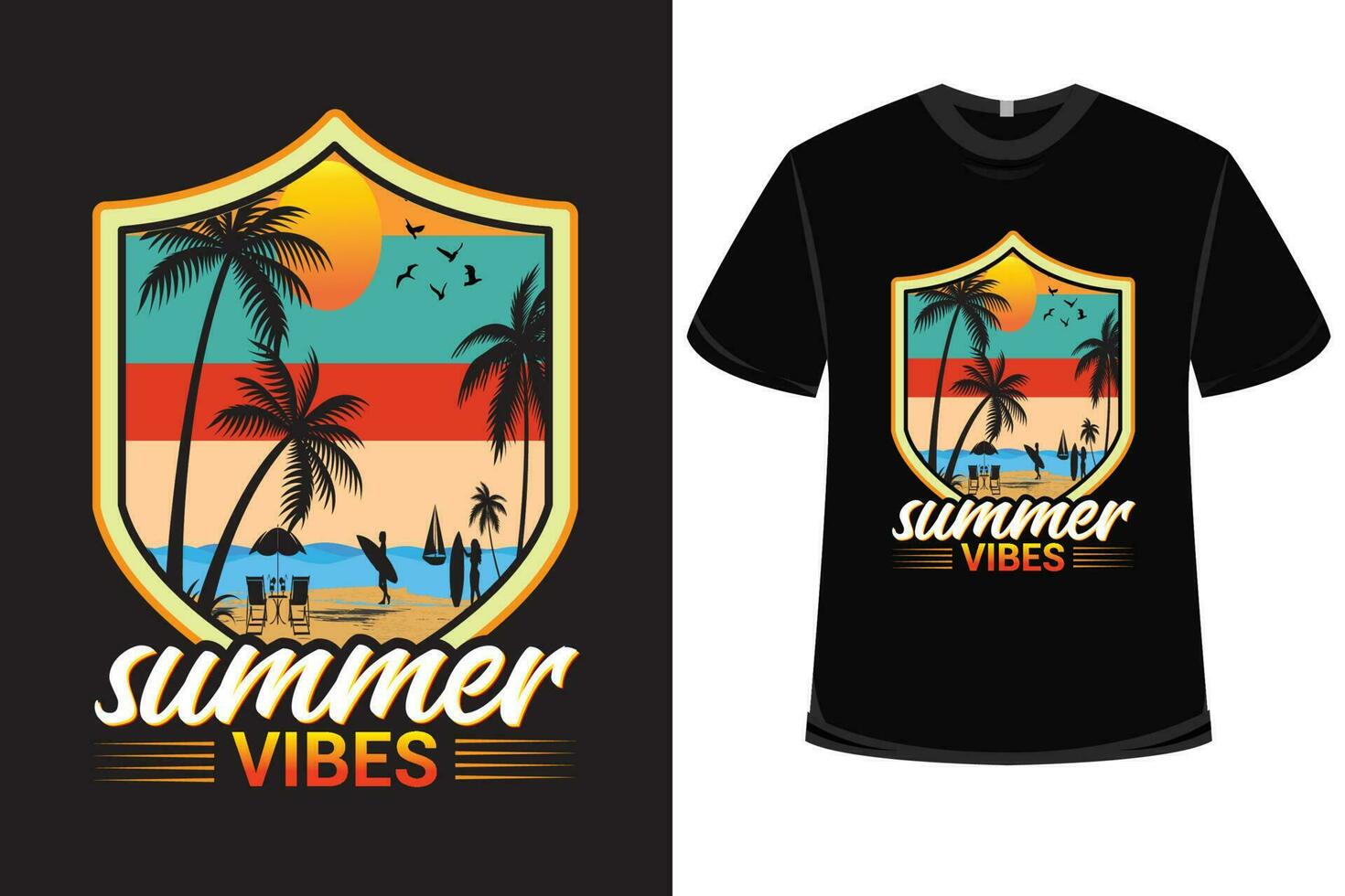 diseño de camiseta de vibraciones de verano vector