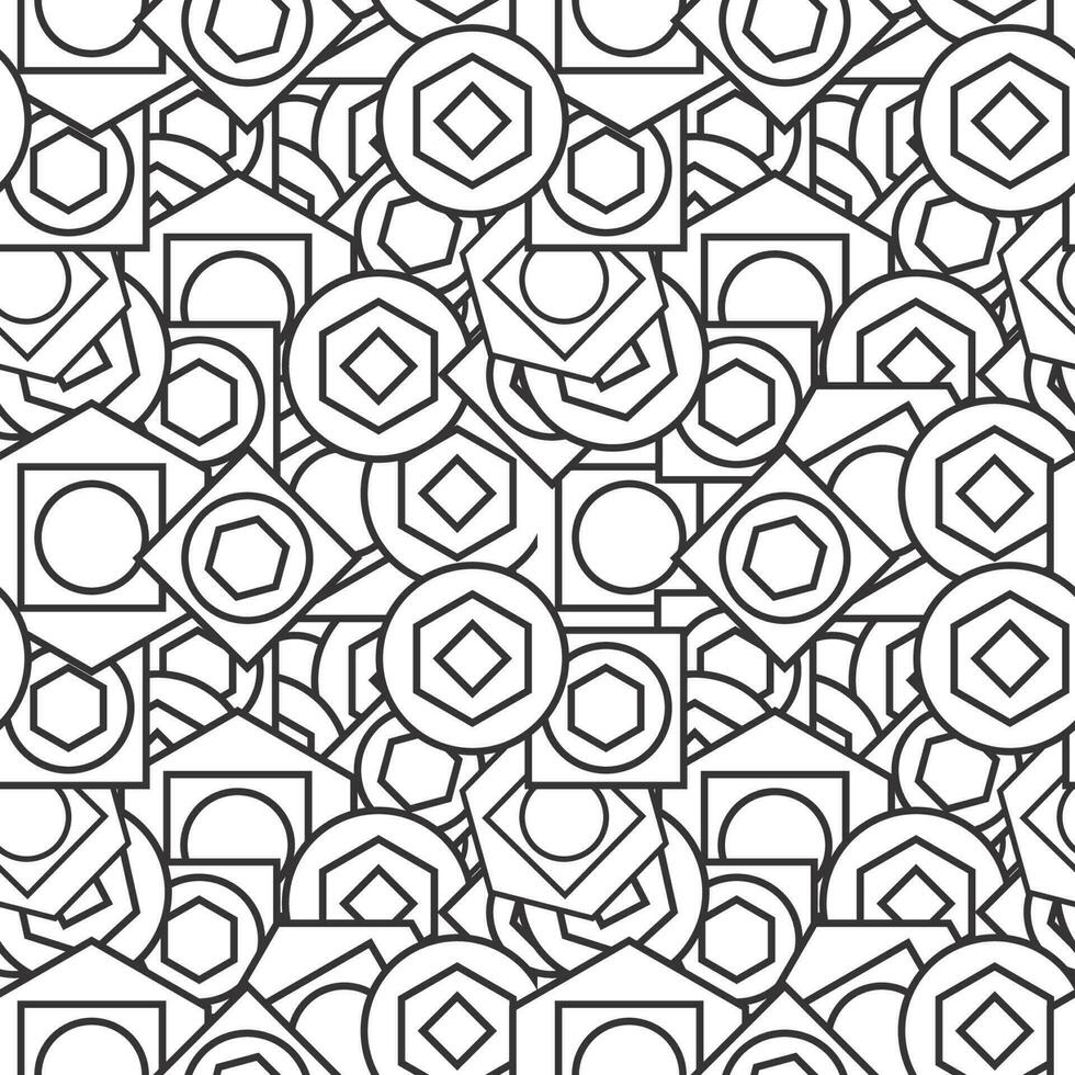 Seamless Abstract vector background. Composition Circle, polygon and square geometric shape. Circle, polygon and square