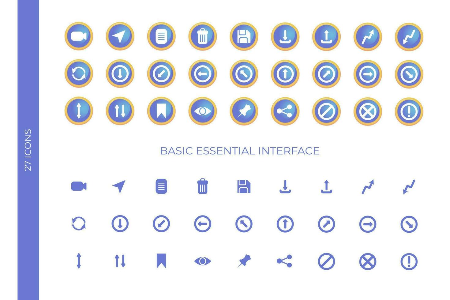 Basic Essential Interface Icon Set vector