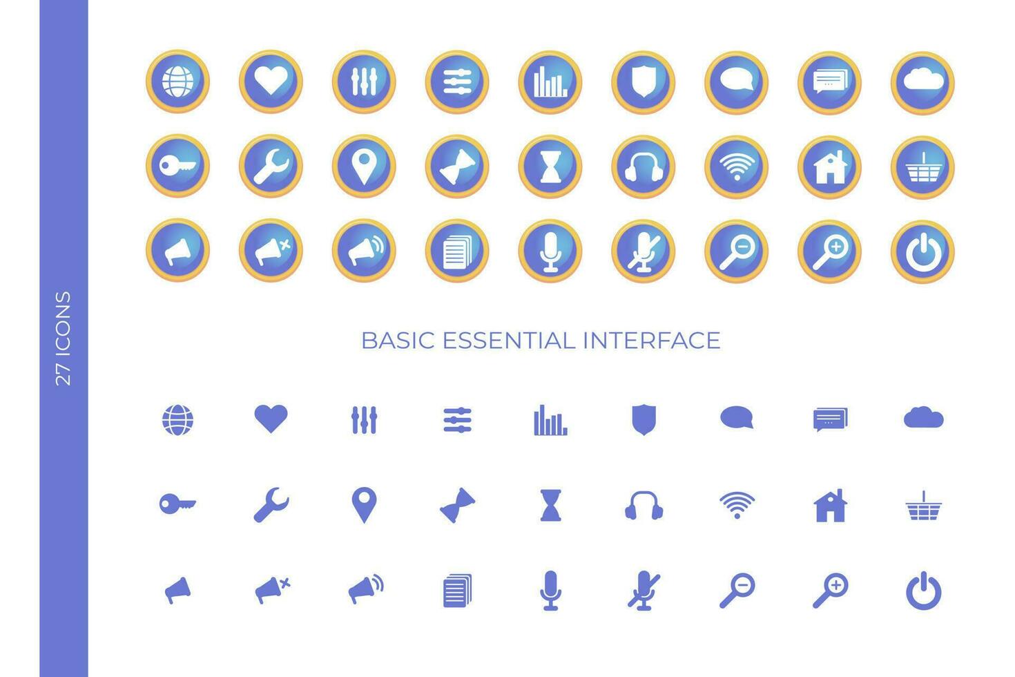 Set of Basic Essential Interface Icons vector