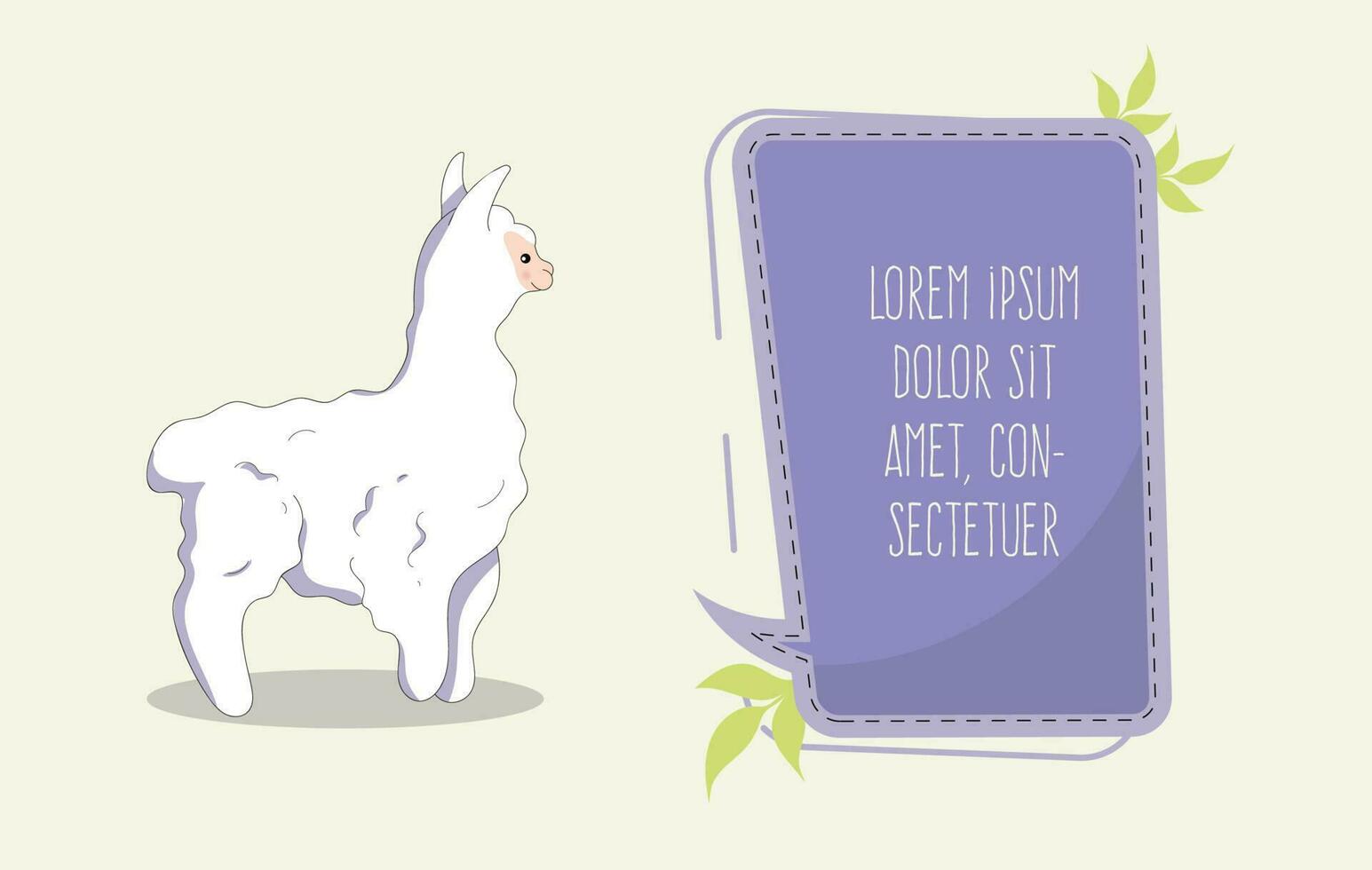 White Llama with Speech Bubble in Cartoon Style vector