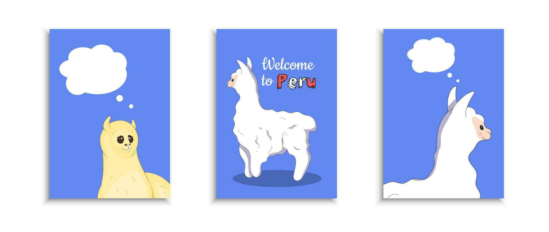 Set of Greeting Cards with Llamas vector