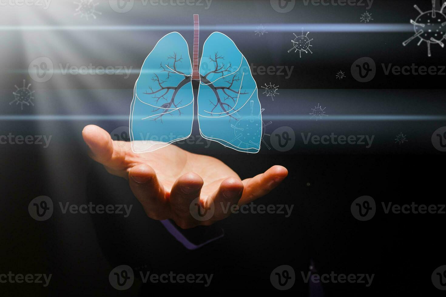 Lung Symbol on hand ,medical icon photo