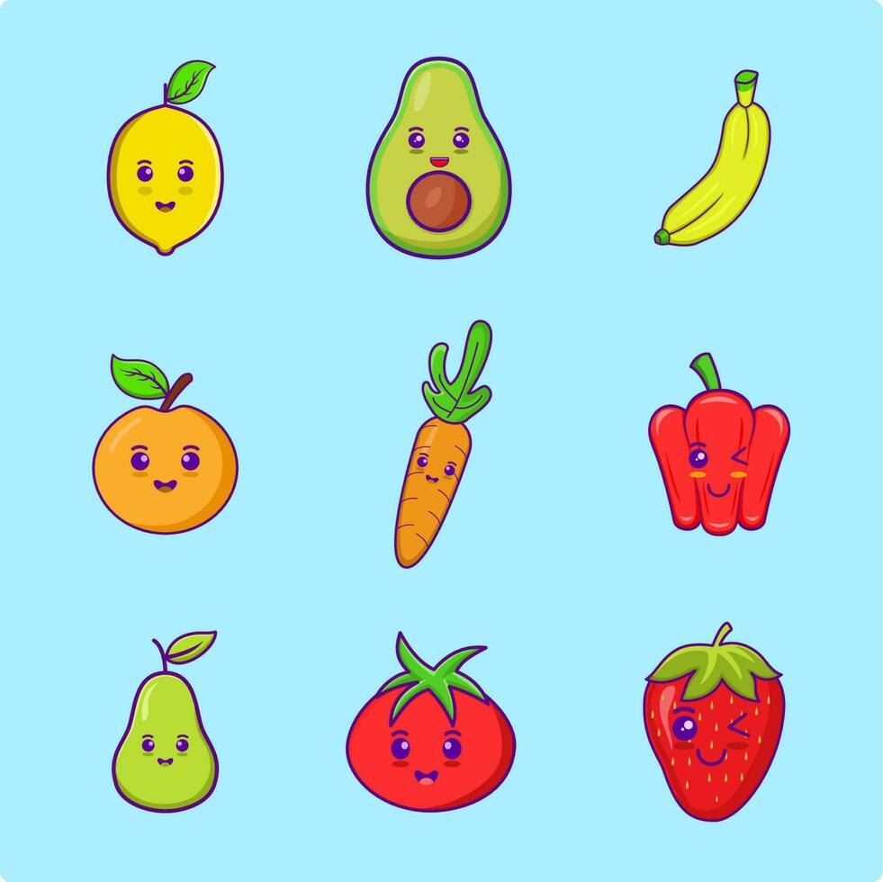 frutas y vegetales vector