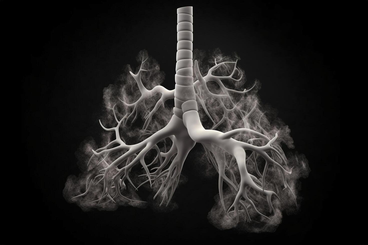 Human Lungs with smoke, Lung disease from smoking, pm 2.5 and air pollution,Human Lung model illness, Lung cancer, and lung disease, photo