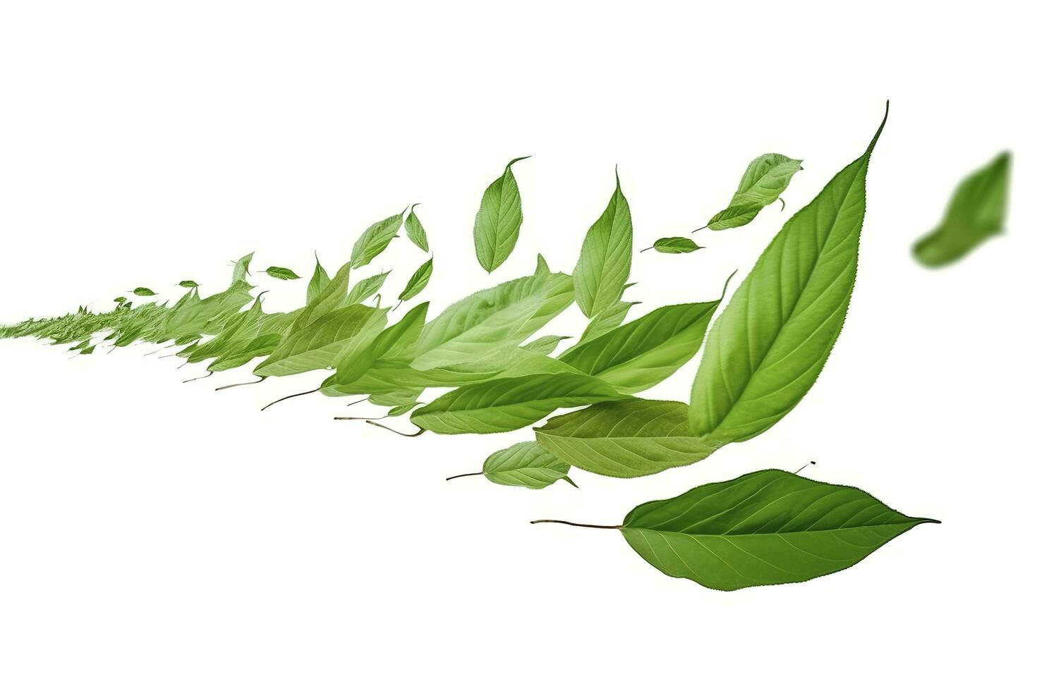 Green basil leaves with Clipping paths, full depth of field. Fresh red basil herb leaves isolated on white background. Purple Dark Opal Basil. Focus stacking, generate ai photo