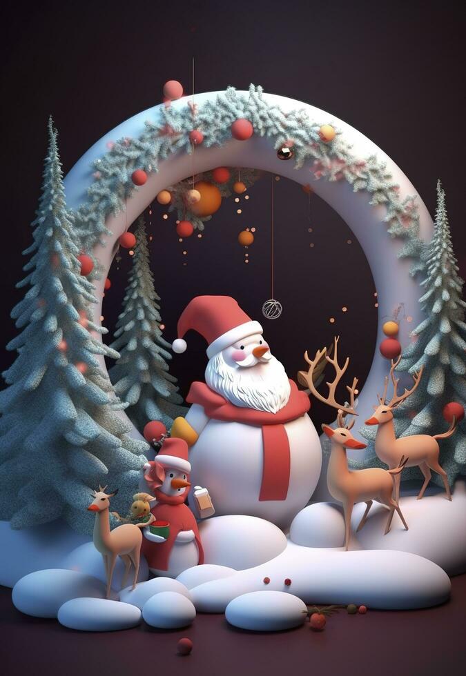 Cute santa claus christmas illustration, generate ai photo