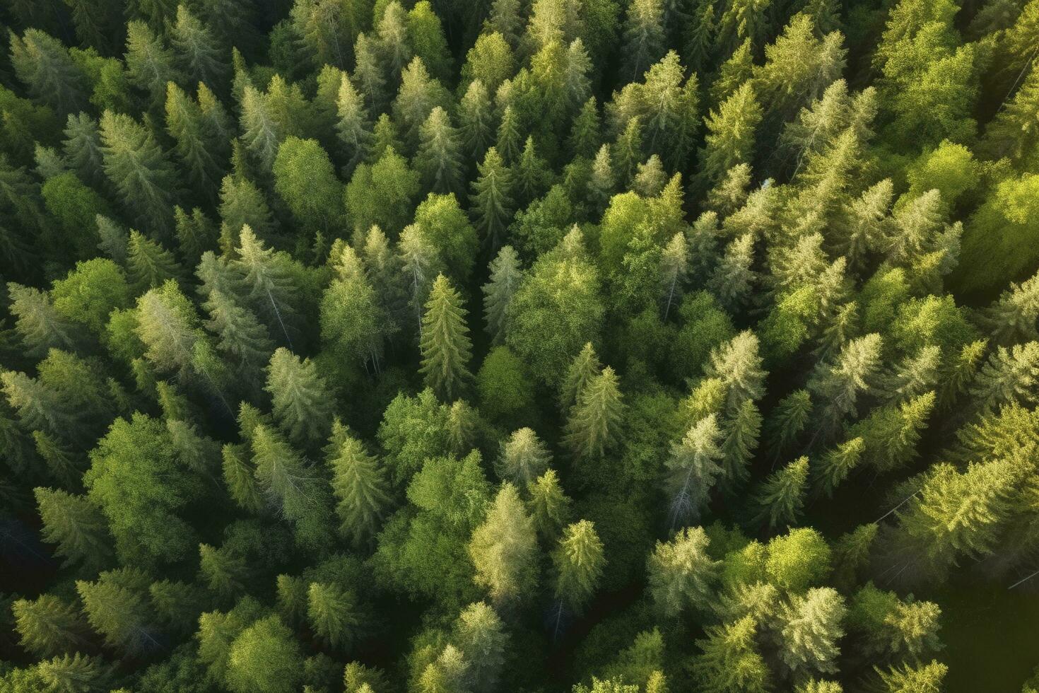 aéreo parte superior ver de verano verde arboles en bosque en rural Finlandia, generar ai foto