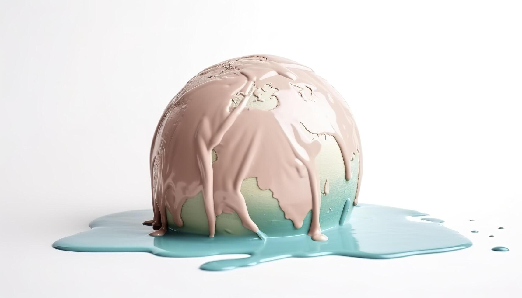 Earth melting by global warming or climate change problem, photo