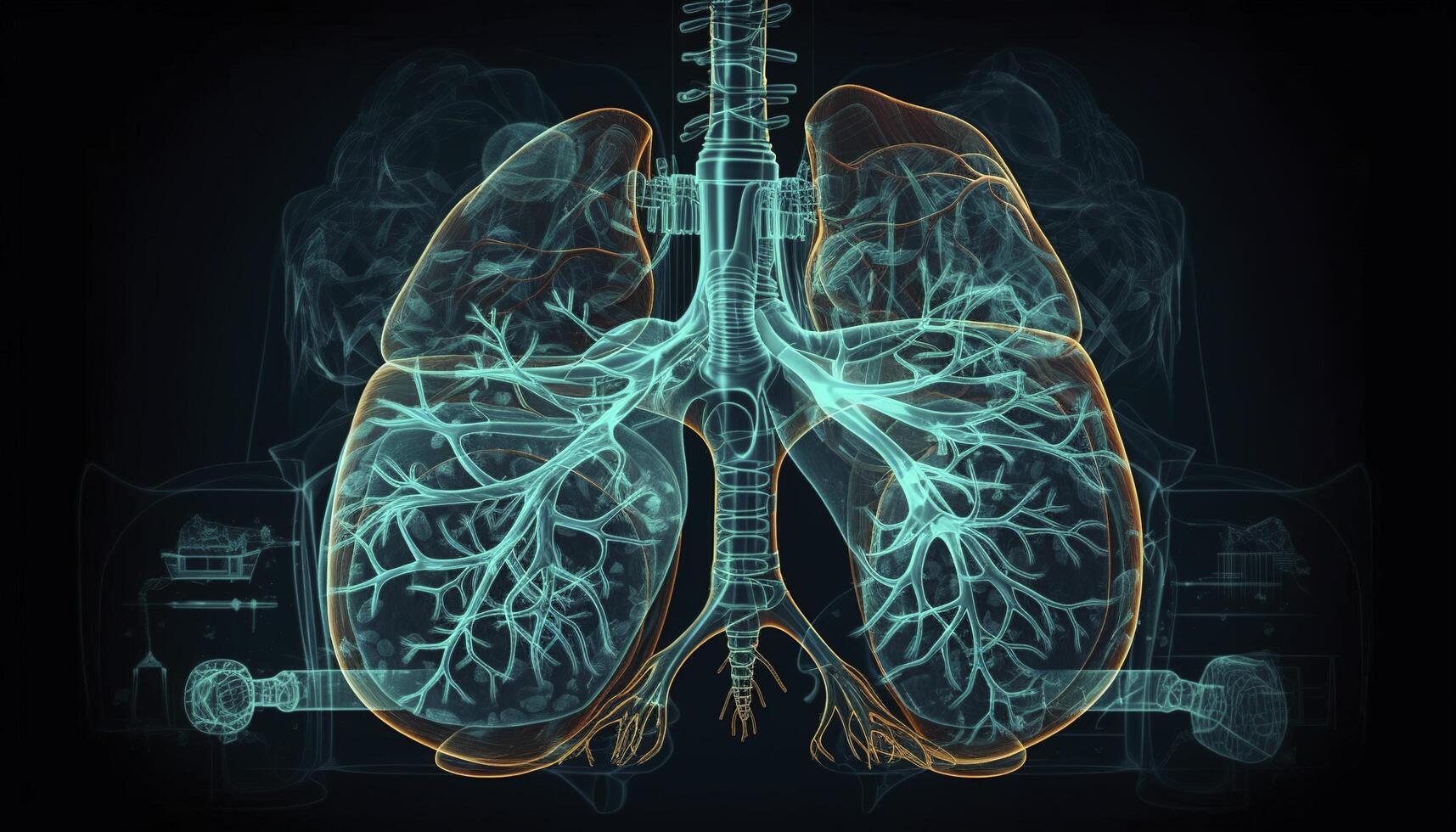 Smoky lungs of a smoker on a dark background isolate medical concept 3d illustration photo
