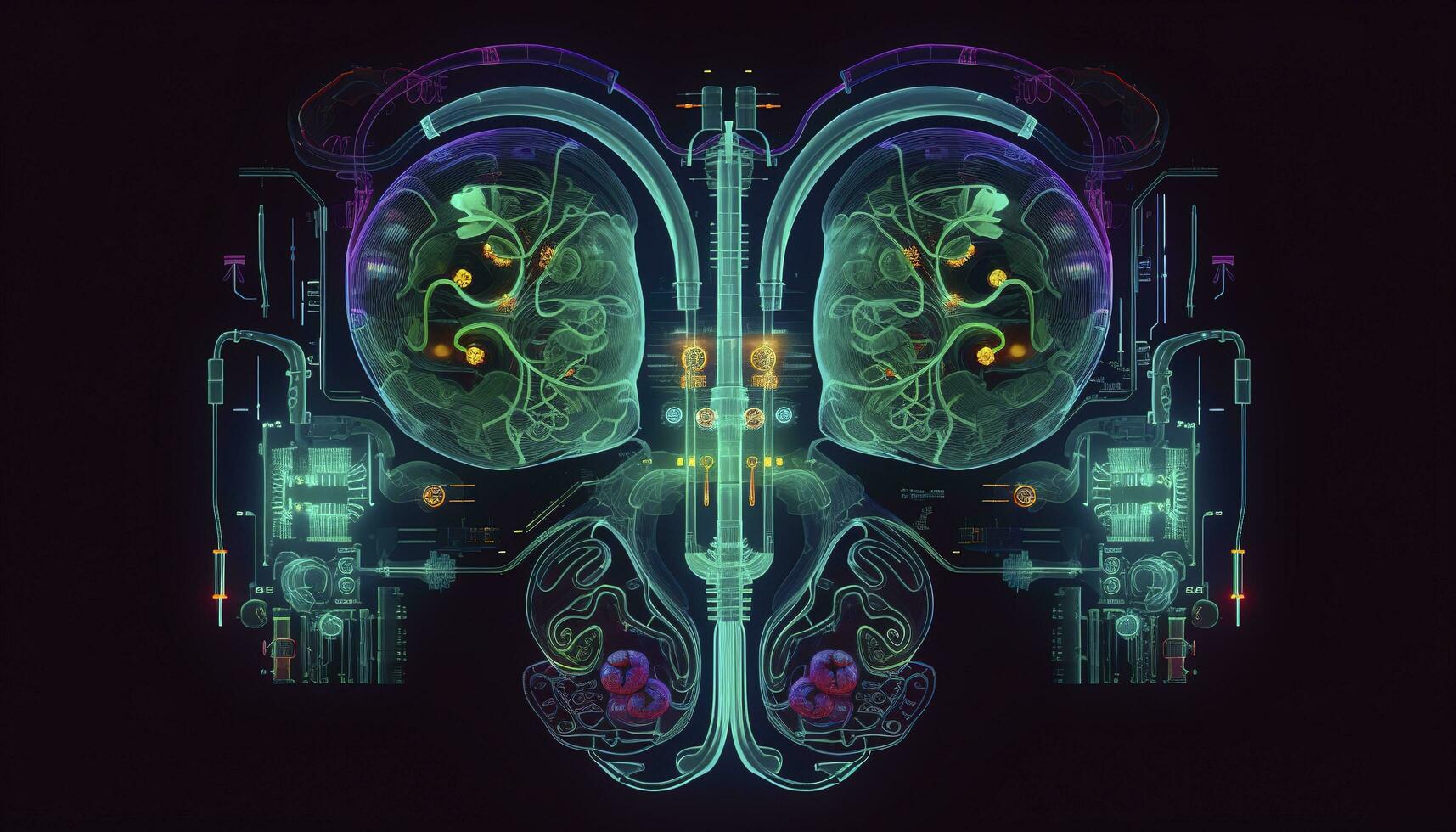 Human kidney on science background. 3d render, generate ai photo