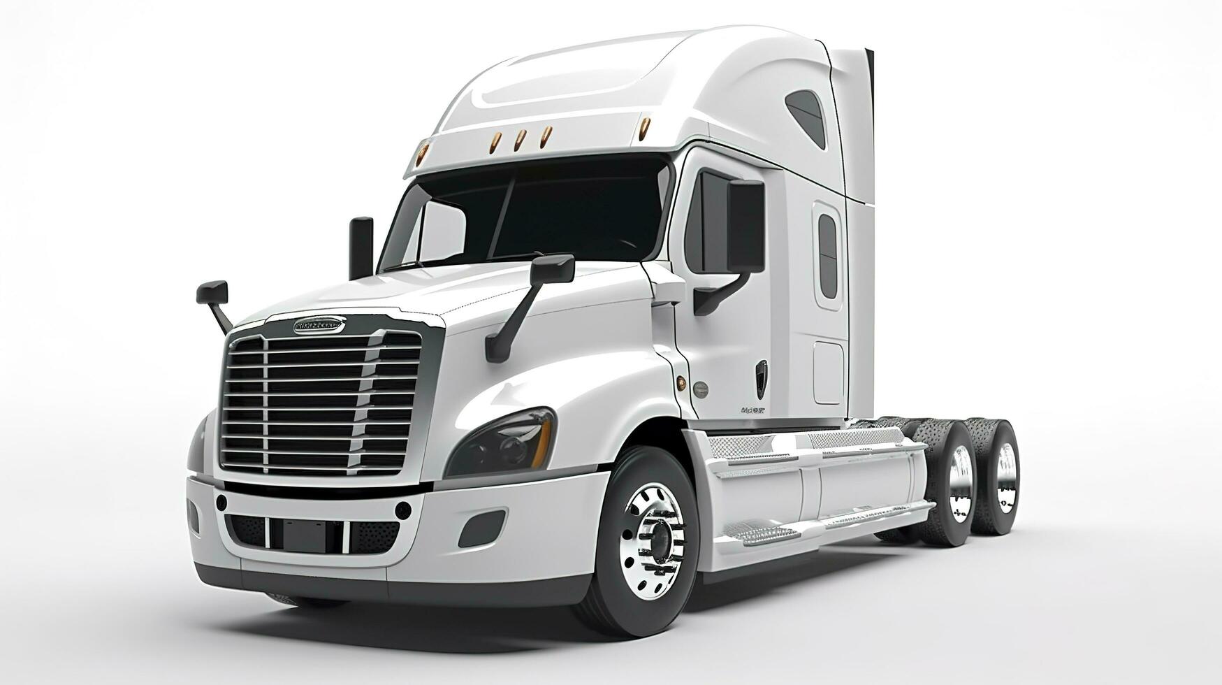 Big truck Freightliner Cascadia with blue cab Isolated on a white background, generate ai photo