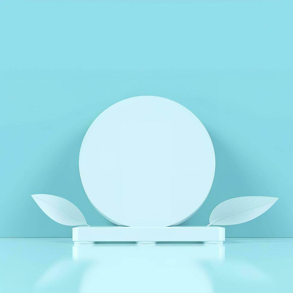 Minimal background. podium and blue background for product presentation. 3d rendering illustration. Luxury podium for product presentation 3d render, generate ai photo