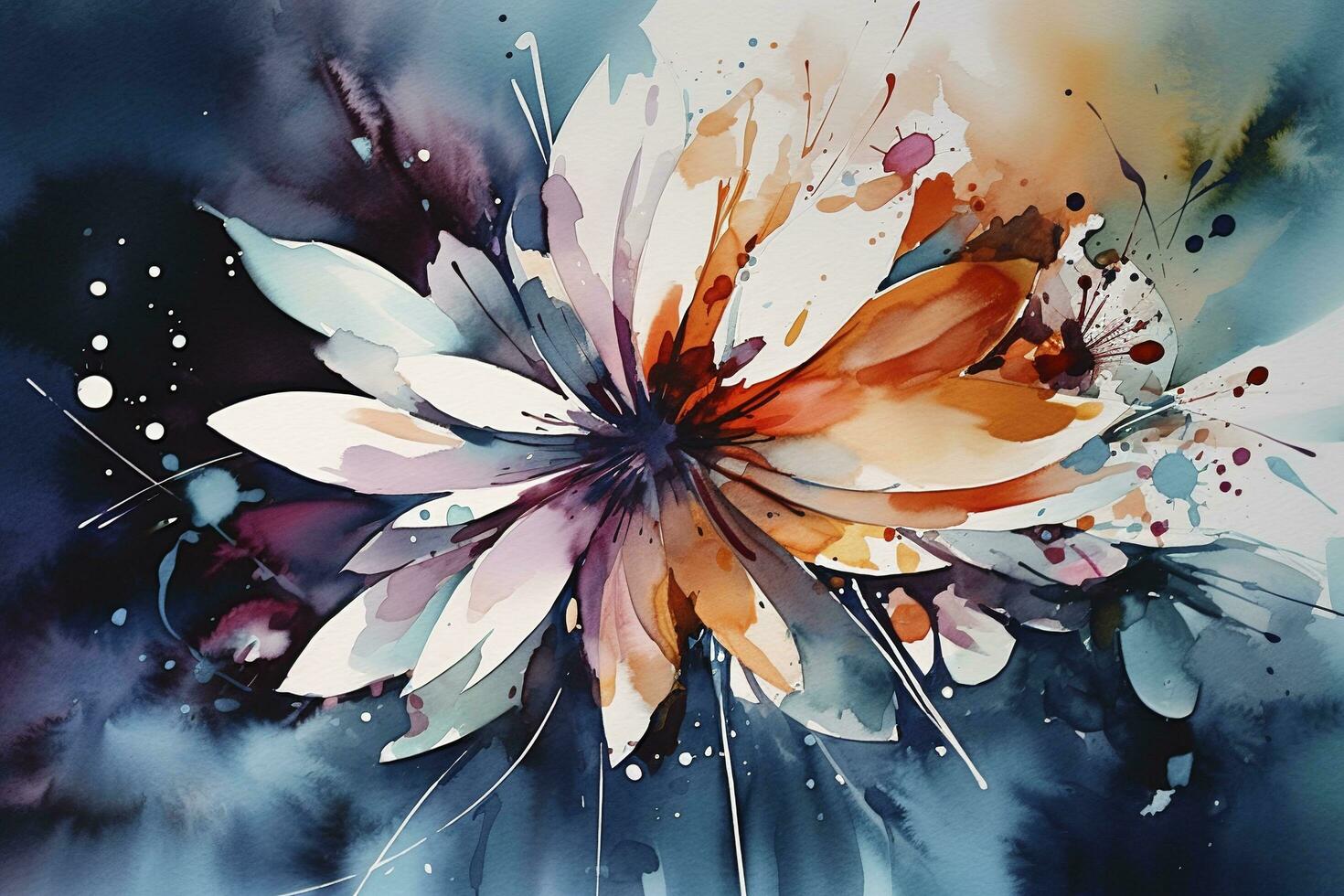 Use watercolor to create a series of abstract floral patterns, using color and shape to capture the essence of flowers without depicting them realistically, generate ai photo