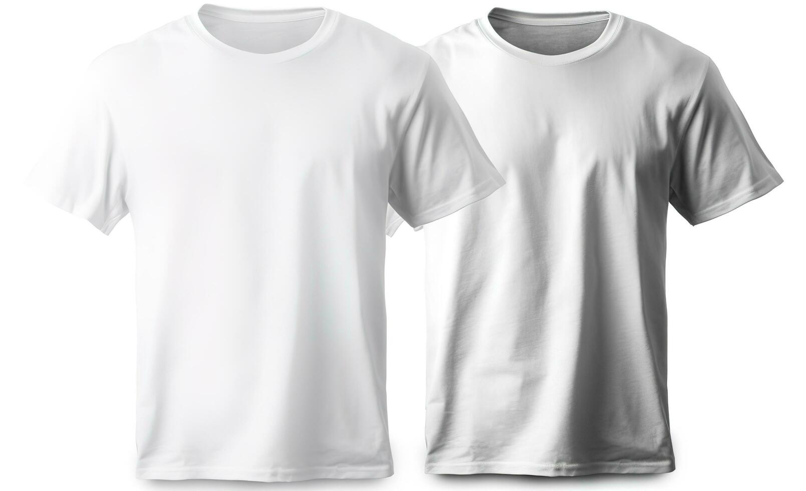 Men's white blank T-shirt, template, from two sides, isolated on white background, generate ai photo
