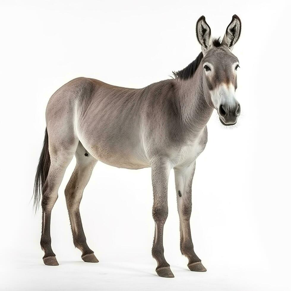 Donkey isolated on white background, generate ai photo