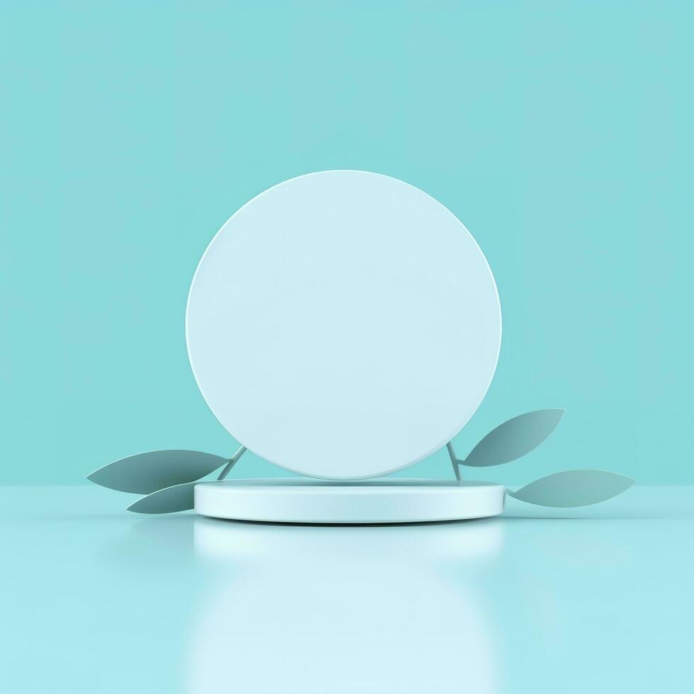 Minimal background. podium and blue background for product presentation. 3d rendering illustration. Luxury podium for product presentation 3d render, generate ai photo