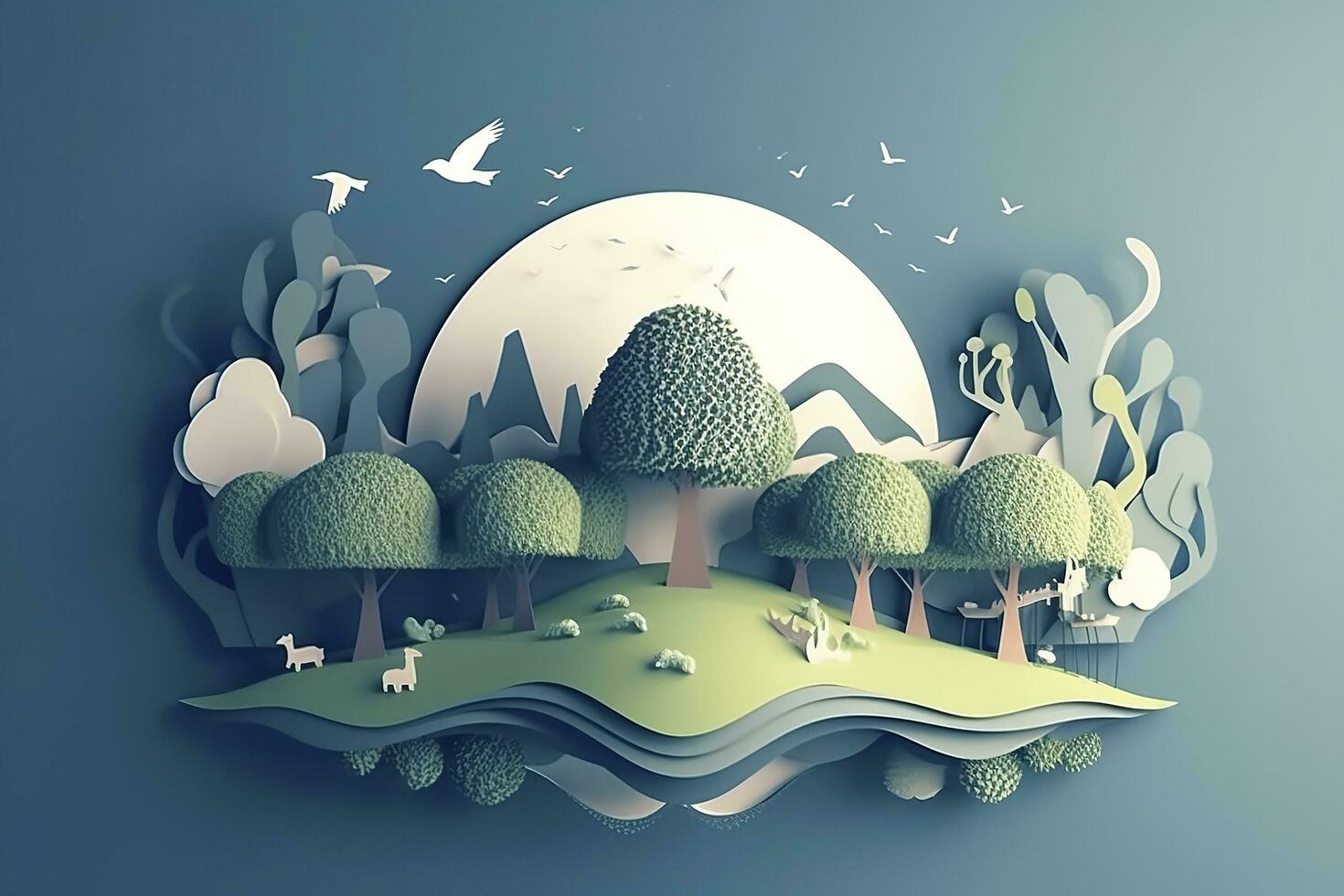 Paper cut style , Paper illustration April 22 World environment and earth day , Save the Earth concept , Generate Ai photo