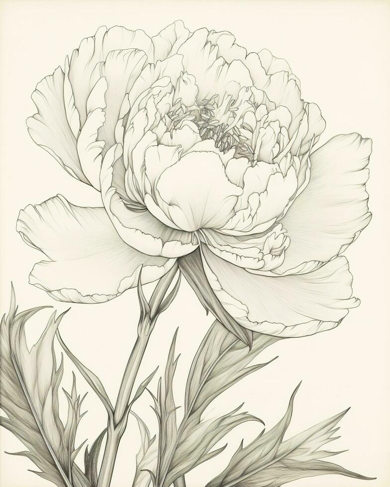 Beautiful painted flower sketch , generate ai photo