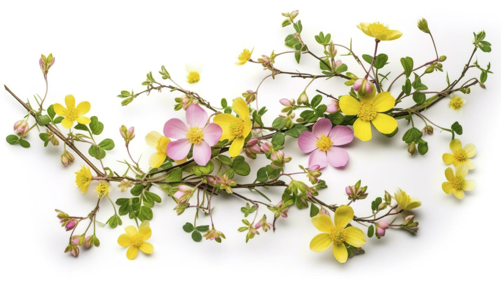 Spring Flower Decoration, Label With English Text Happ Easter , generate ai photo