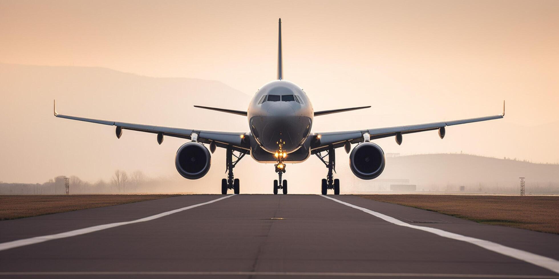 Plane is about to takeoff from runway photo