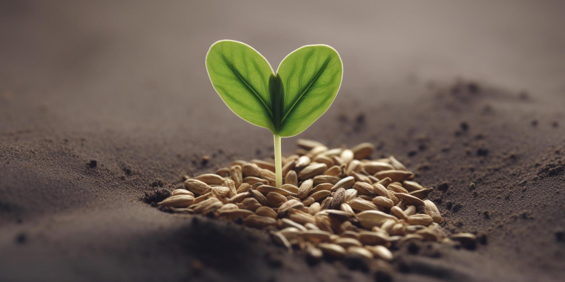 A plant with word seed on it photo