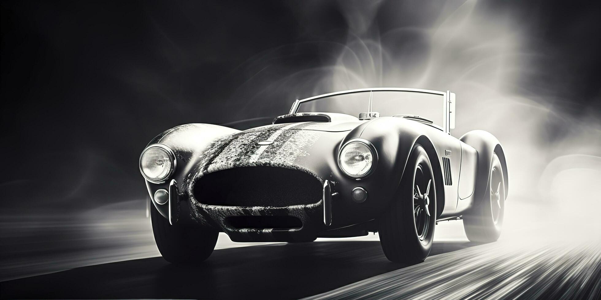 A white vintage classic car. Race, speed, elegance theme, generate ai photo