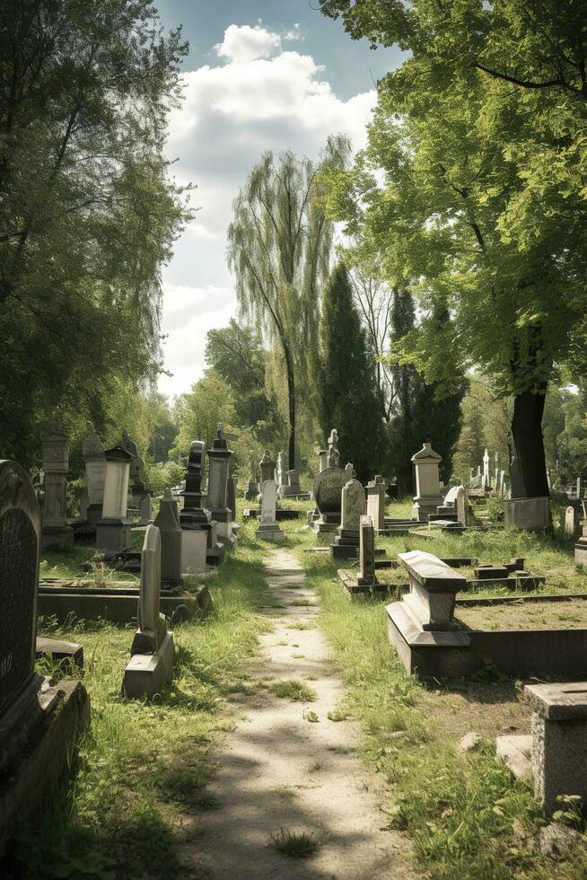 el antiguo cementerio a Santo de felipe Iglesia en charlestón, sur carolina, generar ai foto