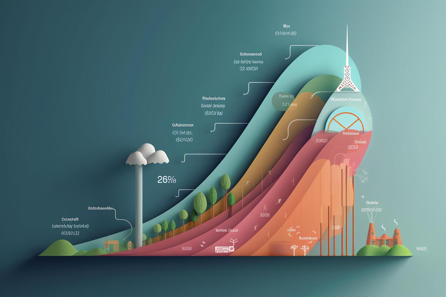 Renewable energy by 2050 Carbon neutral energy or greenhouse gas emission CO2, Reduce CO2 emission concept, photo