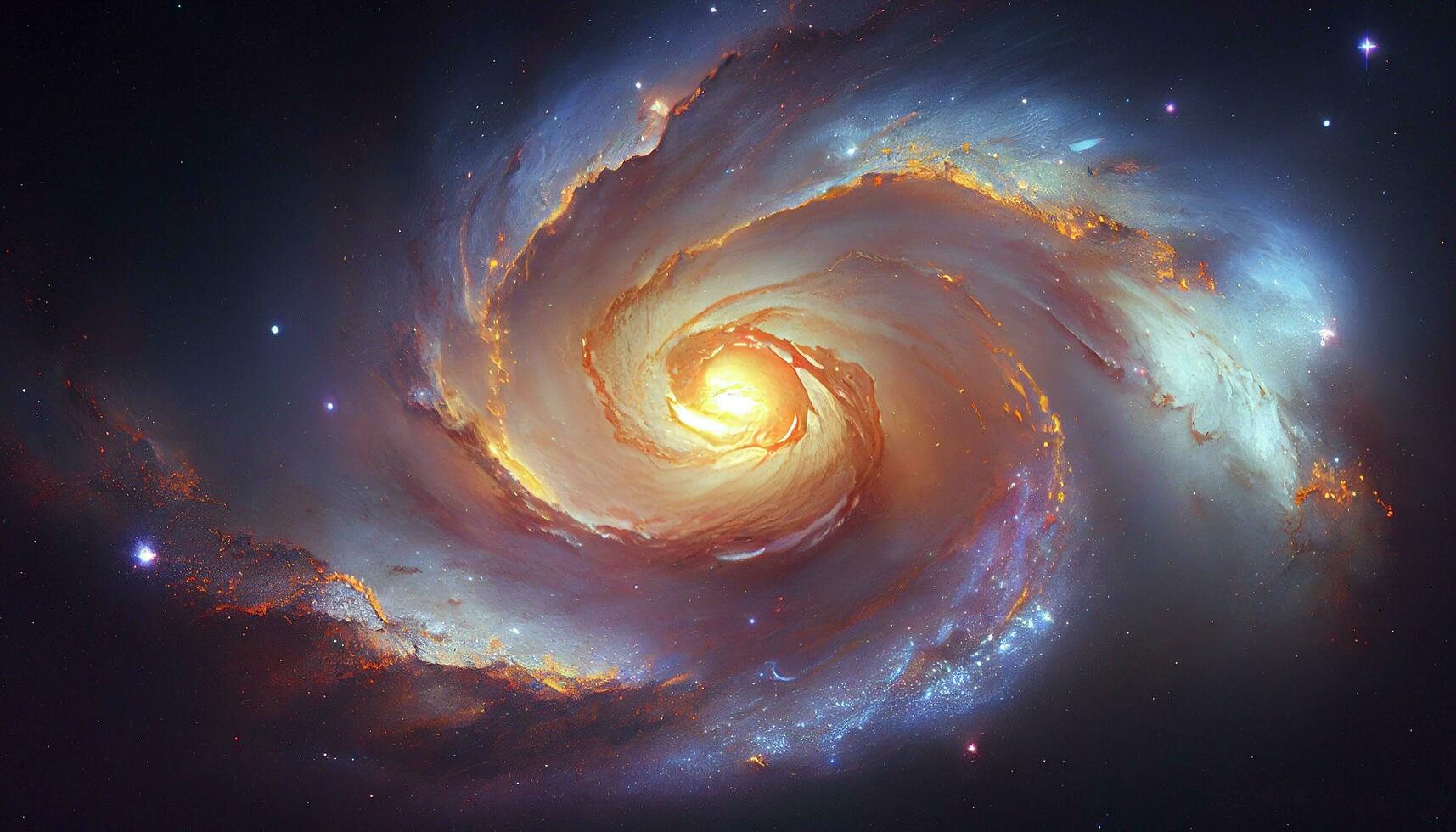 A view from space to a spiral galaxy and stars. Universe filled with stars, nebula and galaxy,. Elements of this image furnished by NASA, generat ai photo