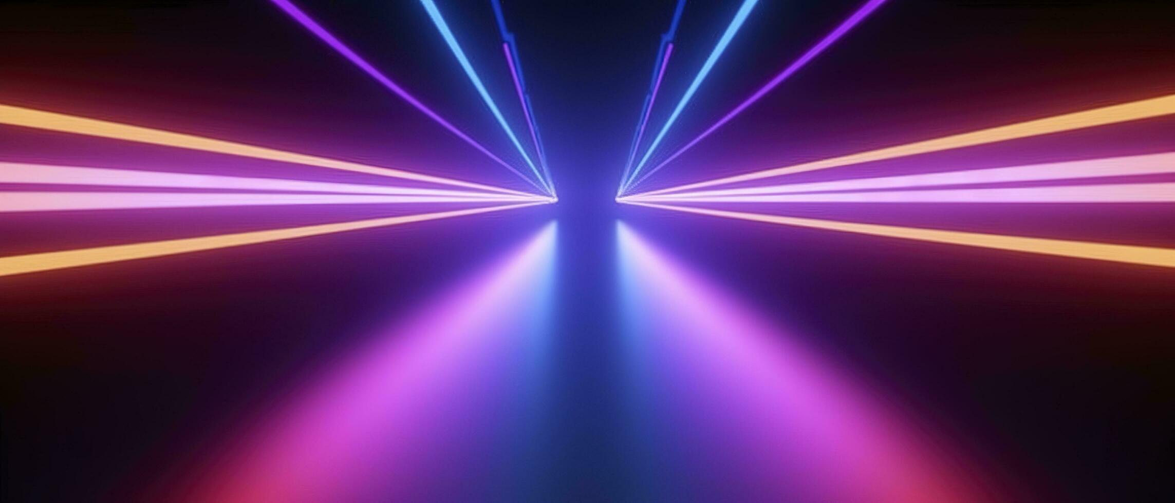 3d rendering, rounded pink blue neon lines, glowing in the dark. Abstract minimalist geometric background. Ultraviolet spectrum. Cyber space. Futuristic wallpaper, generate ai photo