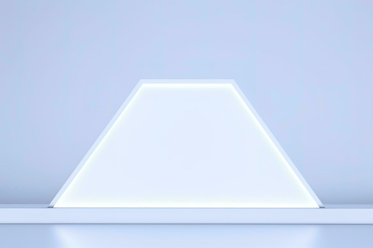 Realistic podium display with neon white lights, Product display background with light frame, White prodium product display with light effect, neon lights background, generate ai photo