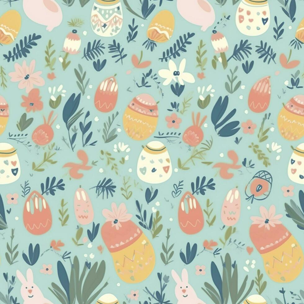 Scandinavian folk art pattern with birds and flowers, generate ai photo