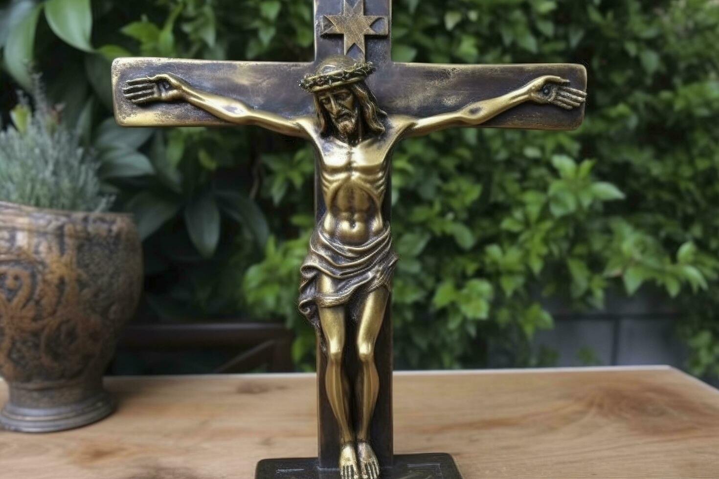 Cross hanging on a wall, generate ai photo
