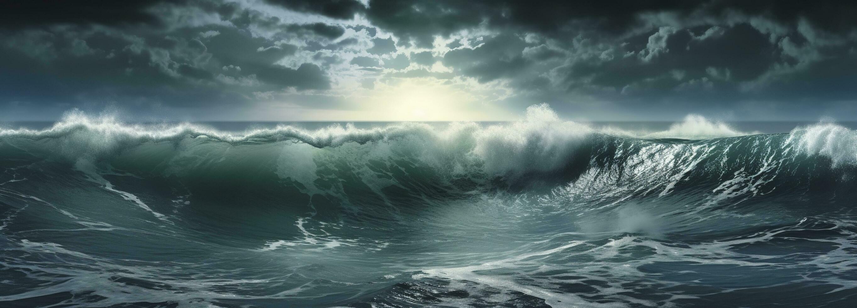 aerial view of huge waves in blue ocean, in the style of textural explorations, fluid gestures, unreal engine, generate ai photo