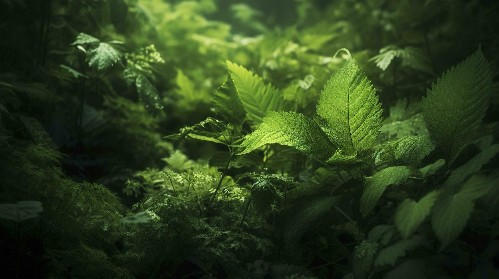 Nature of green leaf in garden at summer. Natural green leaves plants using as spring background cover page greenery environment ecology wallpaper, generate ai photo