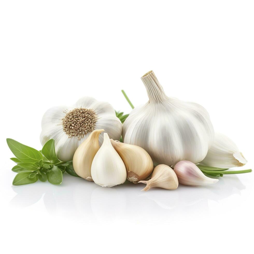 garlic isolated on white background, generate ai photo