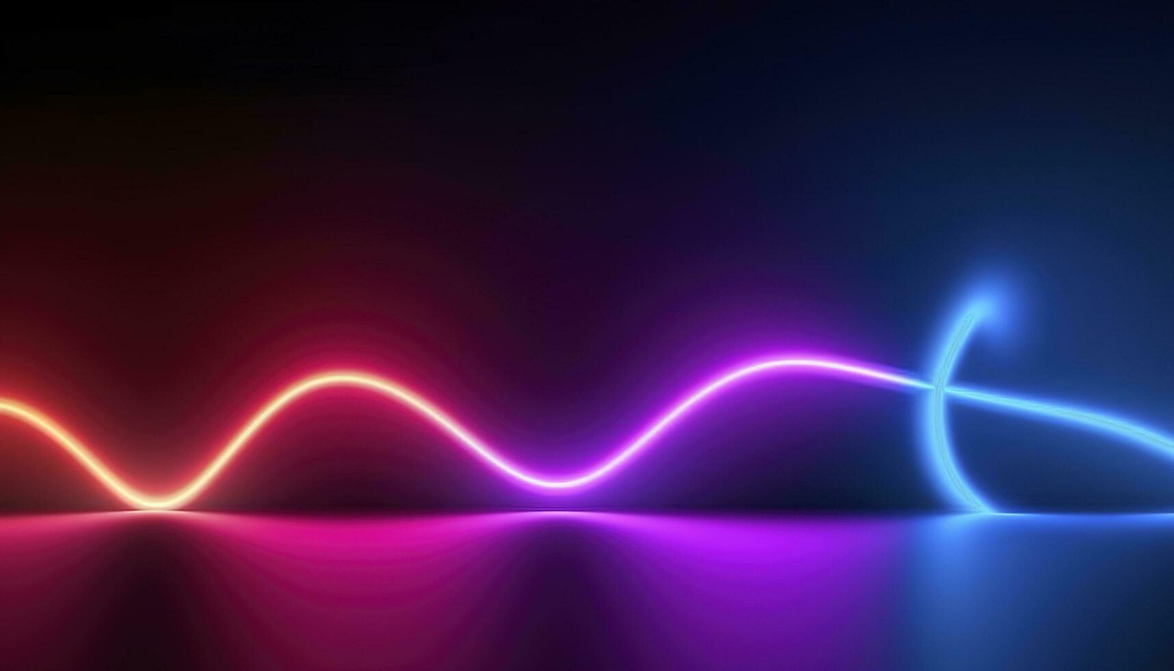 3d rendering, the abstract background of colorful neon wavy lines glowing in the dark. Modern simple wallpaper, generates ai photo